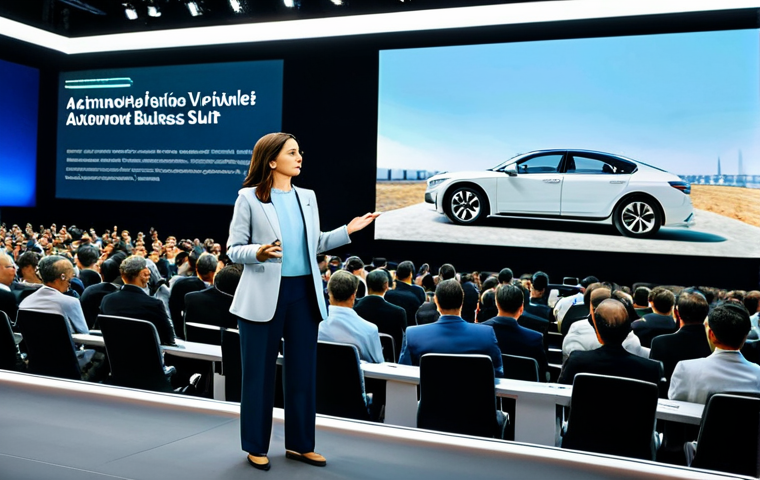 **

"A professional businesswoman in a modest business suit, giving a presentation on autonomous vehicle ethics at a tech conference in Istanbul. The background shows a diverse audience and a screen displaying ethical considerations. Fully clothed, appropriate attire, safe for work, perfect anatomy, natural proportions, professional photography, high quality, family-friendly."

**
