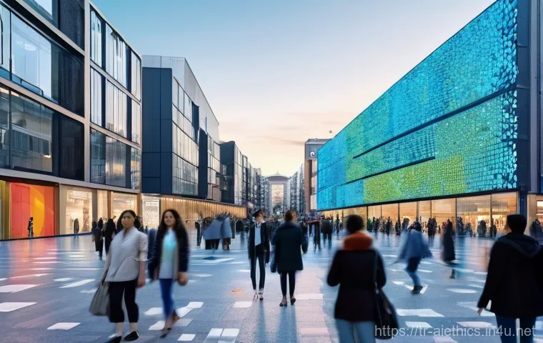 AI 윤리와 AI 윤리적 AI 비판 - **Prompt: The Unseen Threads of AI in Daily Life**
    A vibrant, modern city square bustling with a...