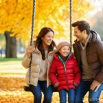 AI 윤리와 AI 윤리 사례 연구 - A cheerful family of four, consisting of parents and two children (a boy and a girl, aged 7 and 9), ...